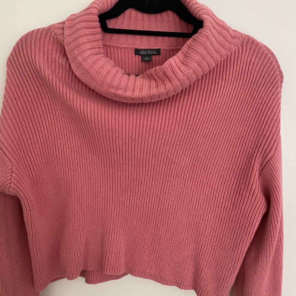 Pink turtleneck sweater